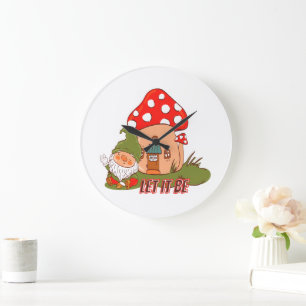 Hippie Let It Be Gnome Large Clock