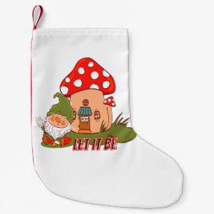 Hippie Let It Be Gnome Small Christmas Stocking