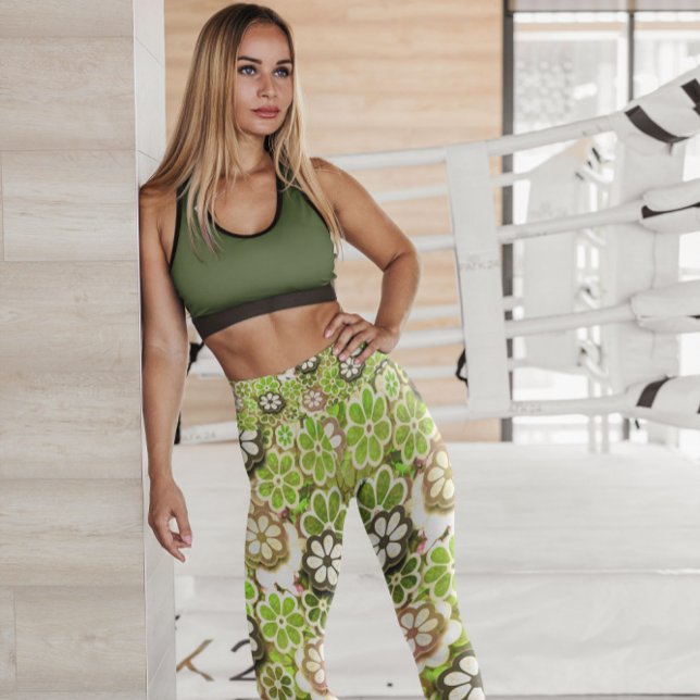 Hippie Lime Floating Floral Patterned | Leggings (Creator Uploaded)