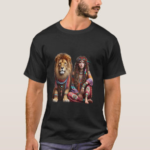 Hippie Lion Boho Chic Free Spirit Bohemian Hipster T-Shirt