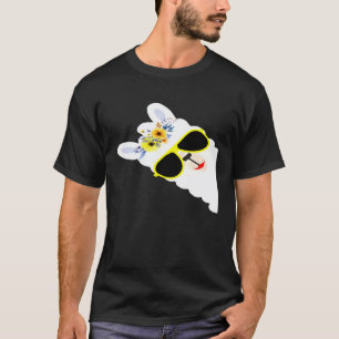 Hippie Llama Alpaca Flower Power Sunglasses Premiu T-Shirt