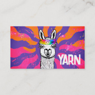 Hippie llama knitting crochet handspun yarn business card