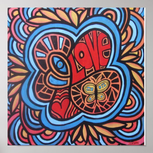 Hippie Love Acrylic Art Poster (Front)