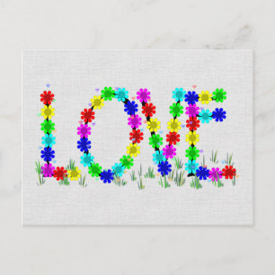 Hippie Love Flowers Postcard