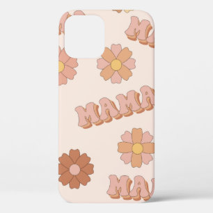Hippie mama seamless pattern. Groovy background. M iPhone 12 Case