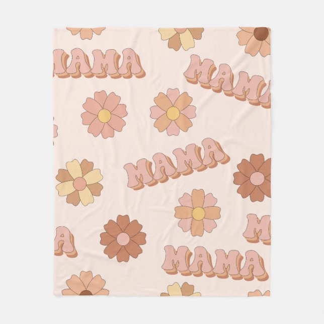 Hippie mama seamless pattern. Groovy background. M Fleece Blanket (Front)