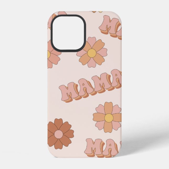 Hippie mama seamless pattern. Groovy background. M iPhone Case (Back)