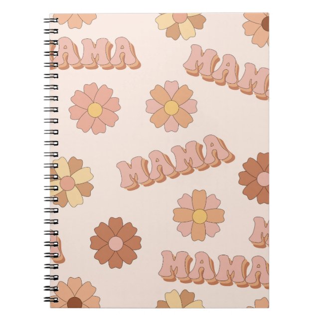 Hippie mama seamless pattern. Groovy background. M Notebook (Front)
