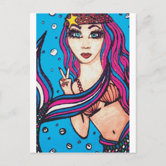 Hippie Mermaid Postcard (Front)