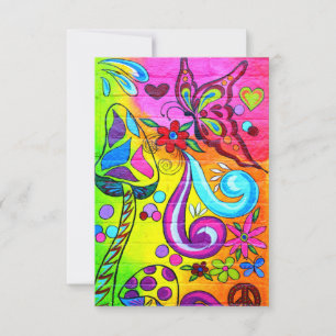 hippie mushroom butterfly invitation