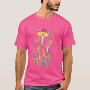 Hippie Mushrooms Psychedelic Forest Fungi Glowing  T-Shirt