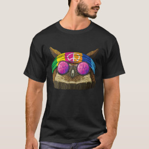 Hippie Owl Love Peace Sign 70S Hippie Bird Of Prey T-Shirt