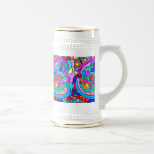 hippie peace and love beer stein