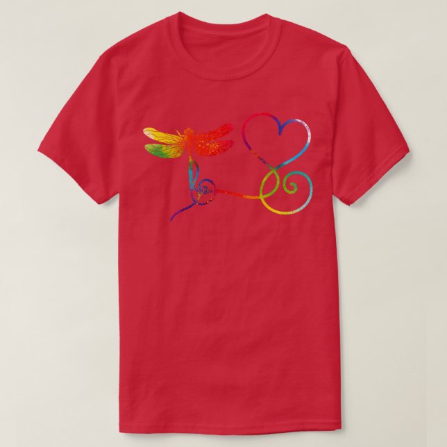 Hippie Peace Dragonfly T-Shirt (Design Front)