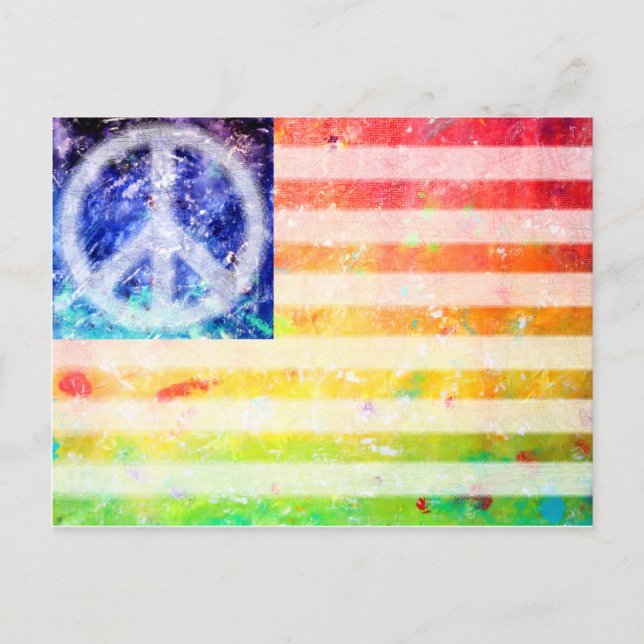 Hippie Peace Freak Flag Postcard (Front)