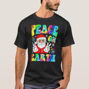Hippie Peace On Earth Boho Christmas Santa Claus P T-Shirt