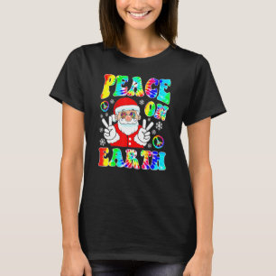 Hippie Peace On Earth Boho Christmas Santa Claus P T-Shirt