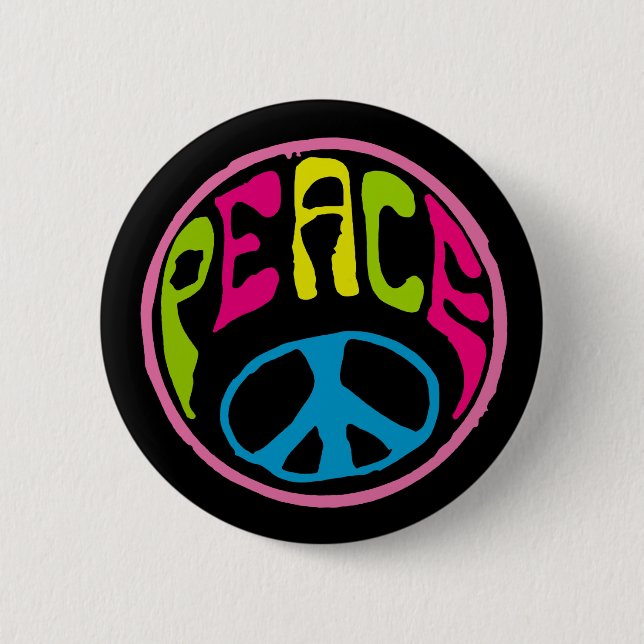 Hippie Peace Sign 6 Cm Round Badge (Front)
