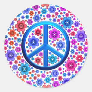 Hippie Peace Sign Classic Round Sticker