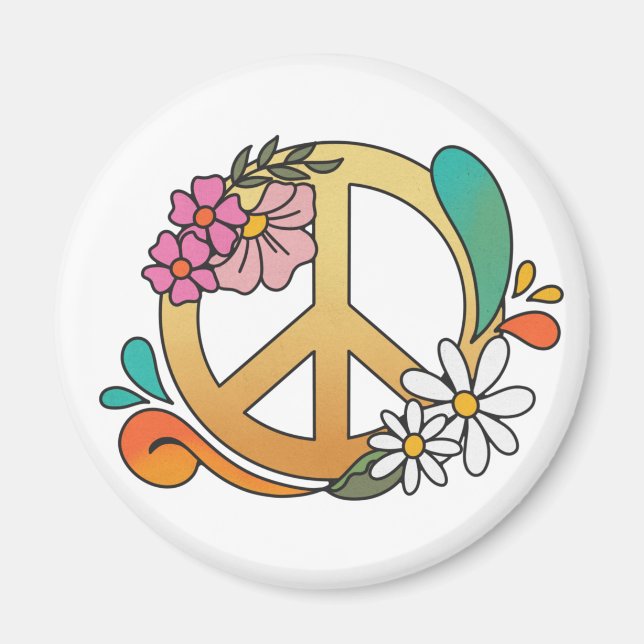 Hippie Peace Symbol  Magnet (Front)