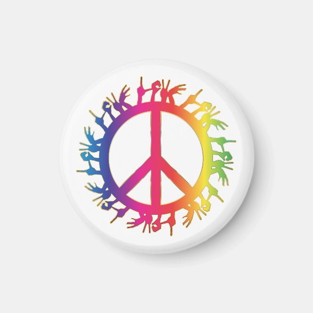 Hippie Peace Symbol Sixties 60s Sign Magnet (Front)