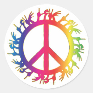Hippie Peace Symbol Sixties Sign Party Stickers
