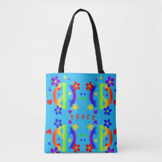 Hippie Peace Symbol Tote Bag