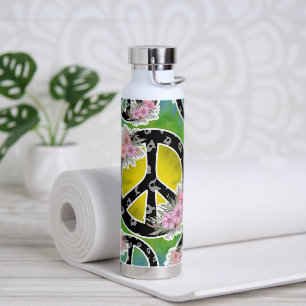 Hippie Peace Tie Dye Flowers Tumbler Bottle