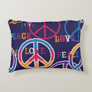 Hippie Peace: Vibrant Symbol Design. Decorative Cushion