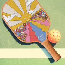 Hippie "Pickleball" Sunset, Colourful Retro Custom