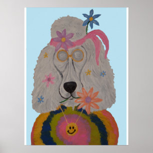 Hippie Poodle Flower Child Poster