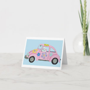 Hippie Poodle in Flower Child Love Car Invitation