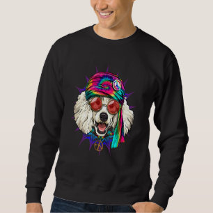 Hippie Poodle Tie Dye Peace Sign Psychedelic Pet D Sweatshirt