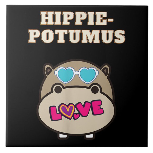 Hippie Potumus Baby Hippopotamus Lover Tile (Front)