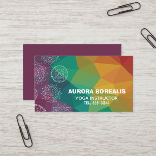 Hippie rainbow ethnic design yoga business card