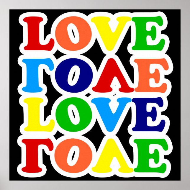 Hippie Rainbow Love Valentines Day Poster (Front)