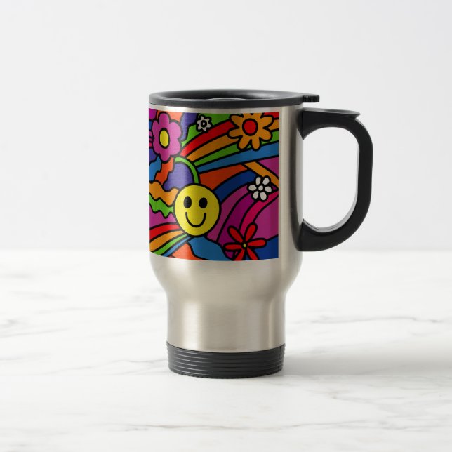 Hippie Rainbow Pattern Travel Mug (Right)