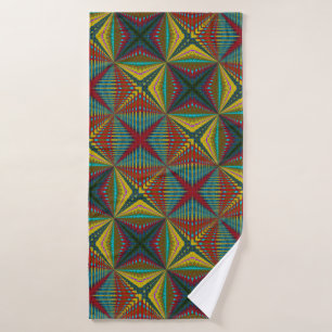  Hippie Red Blue Yellow Green Ethnic Trippy Earthy Bath Towel