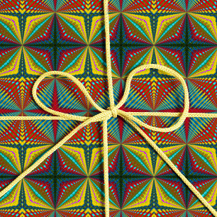 Hippie Red Blue Yellow Green Ethnic Trippy Earthy Wrapping Paper