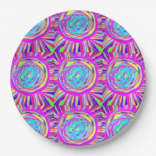 Hippie Retro chill out absract art Paper Plate