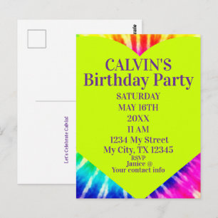 Hippie Retro Colorful Vibe Neon Birthday Postcard