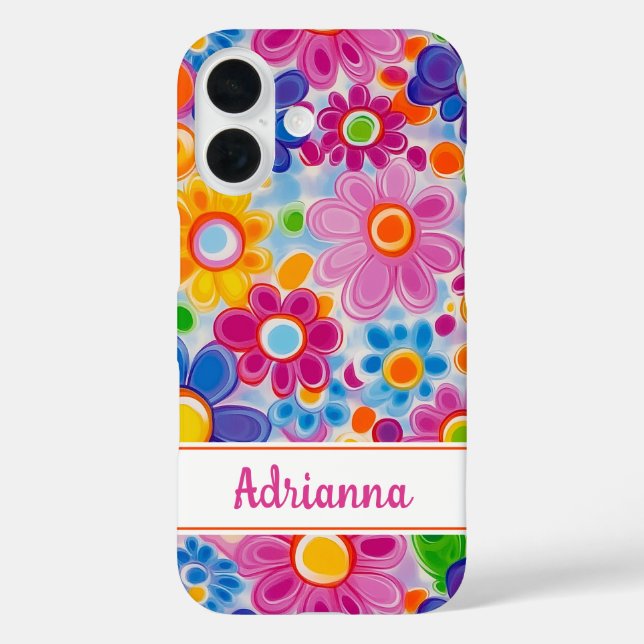 Hippie Retro Groovy Floral Personalised Case-Mate iPhone Case (Back)
