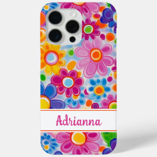 Hippie Retro Groovy Floral Personalised iPhone 15 Pro Max Case
