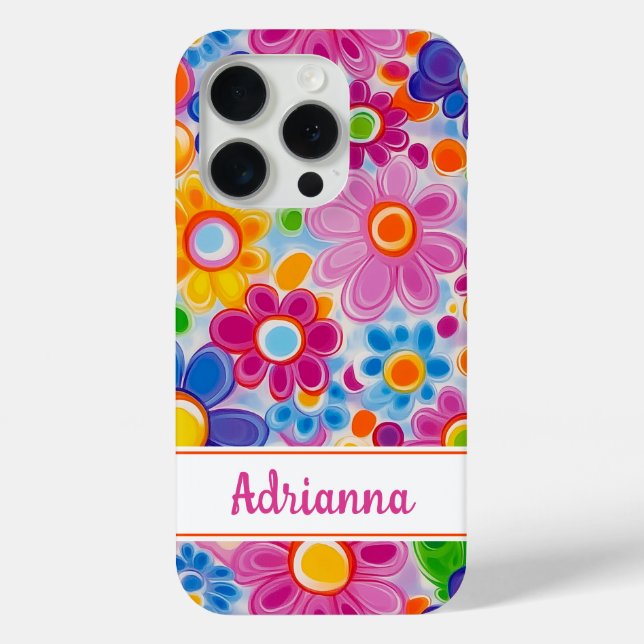 Hippie Retro Groovy Floral Personalized Case-Mate iPhone Case (Back)