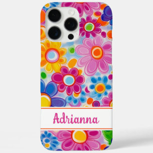 Hippie Retro Groovy Floral Personalized iPhone 16 Pro Max Case