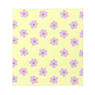 Hippie Retro Purple Yellow Flower Y2K Pattern Notepad