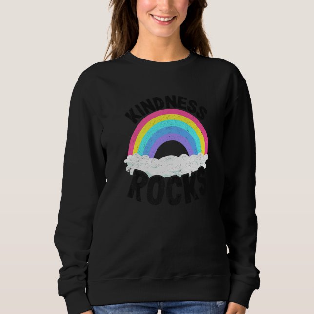 Hippie Retro Teacher Anti Bullying Rainbow Kindnes Sweatshirt (Front)