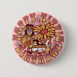 Hippie Retro Vintage Colours Birthday 6 Cm Round Badge