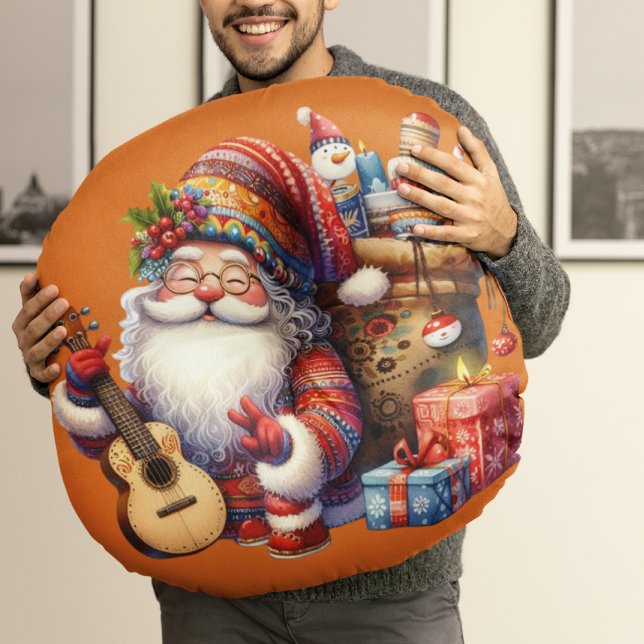 Hippie Santa  Clause Round Pillow (Creator Uploaded)