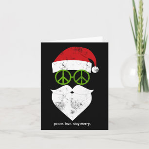 Hippie Santa Groovy Peace Sign Funny Christmas Card